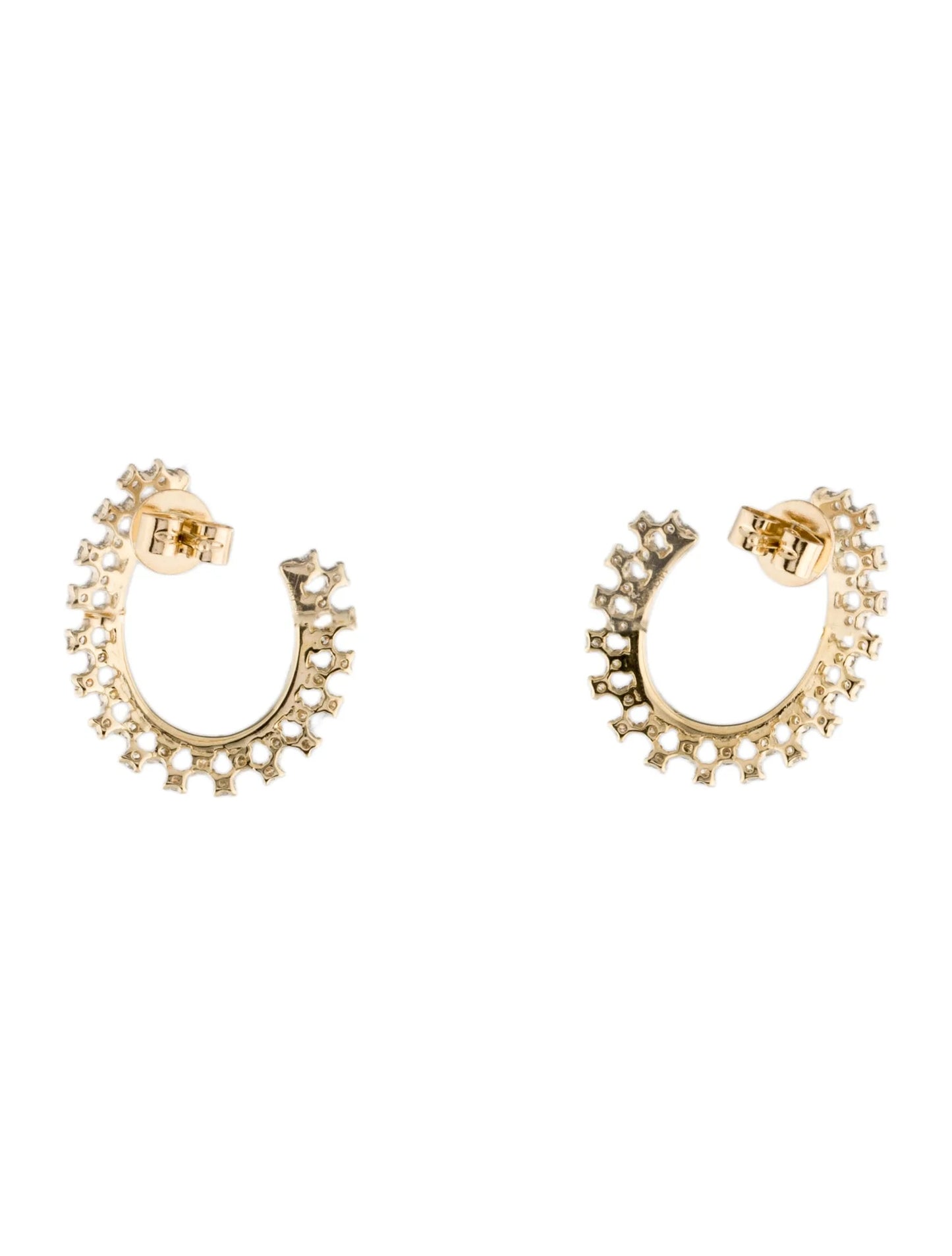 Diamond Crescent Earring In 14K Yellow Gold