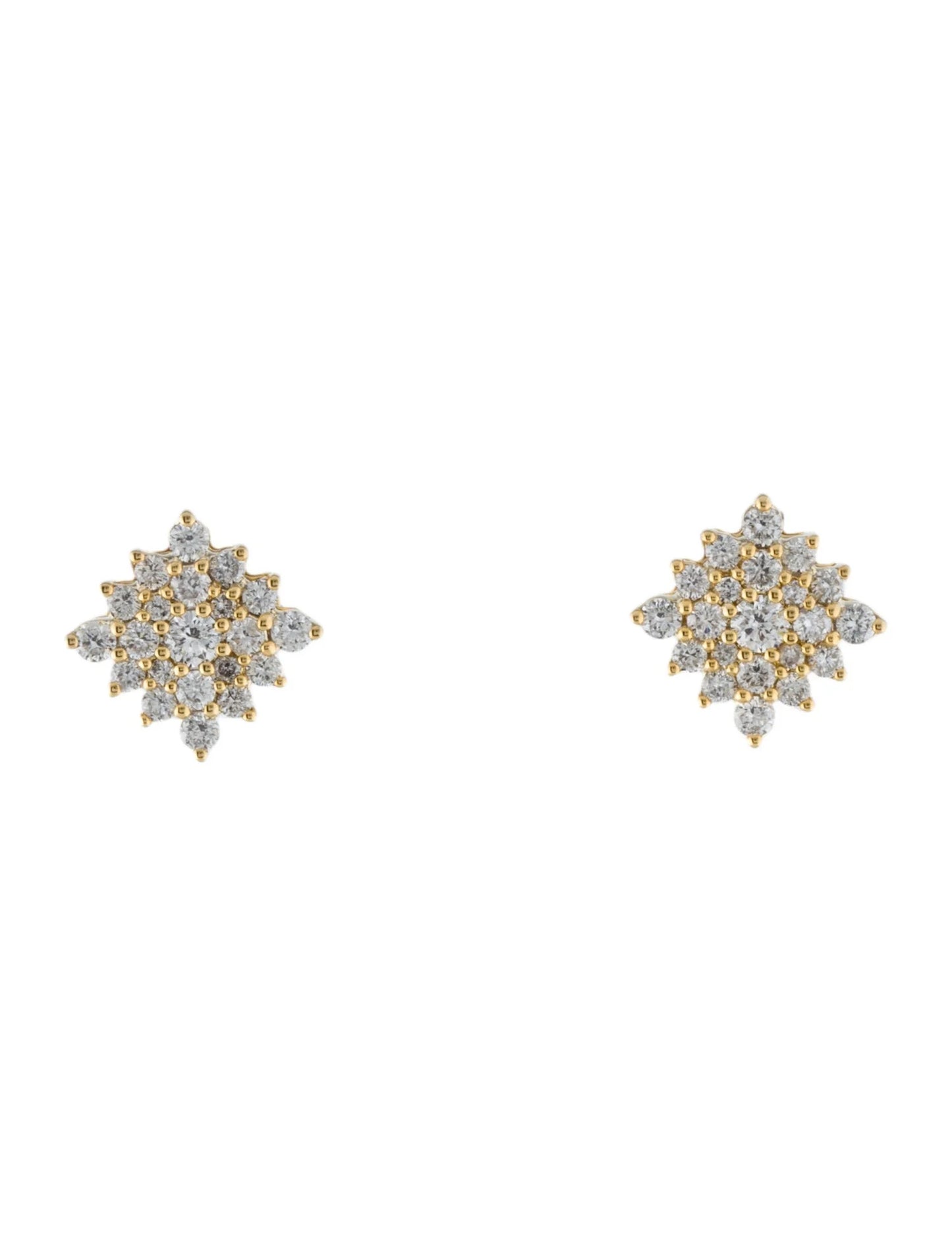 Opaline Snowflake Stud Earrings 14K Yellow Gold