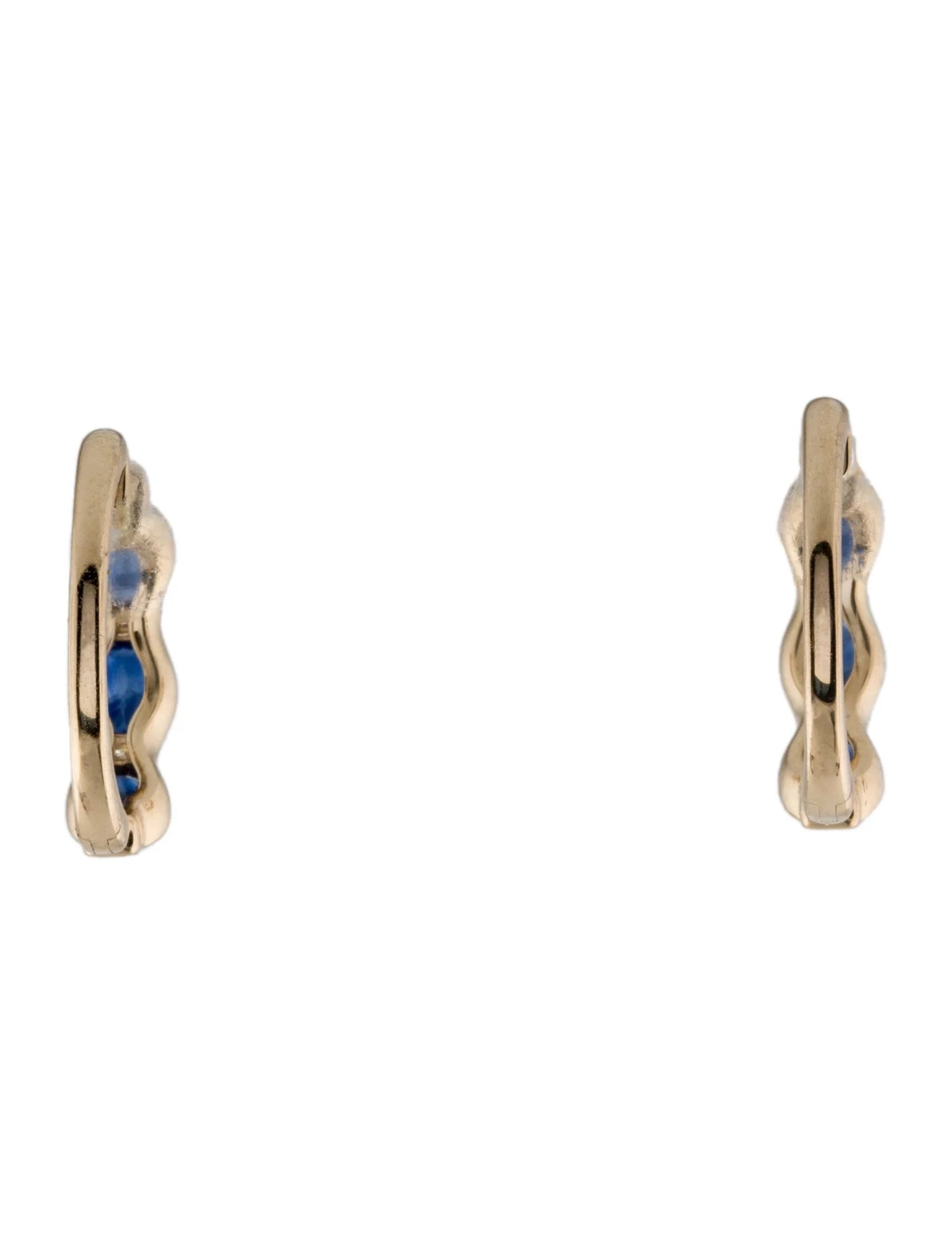 Oval Blue Stone 14K Yellow Gold Earring