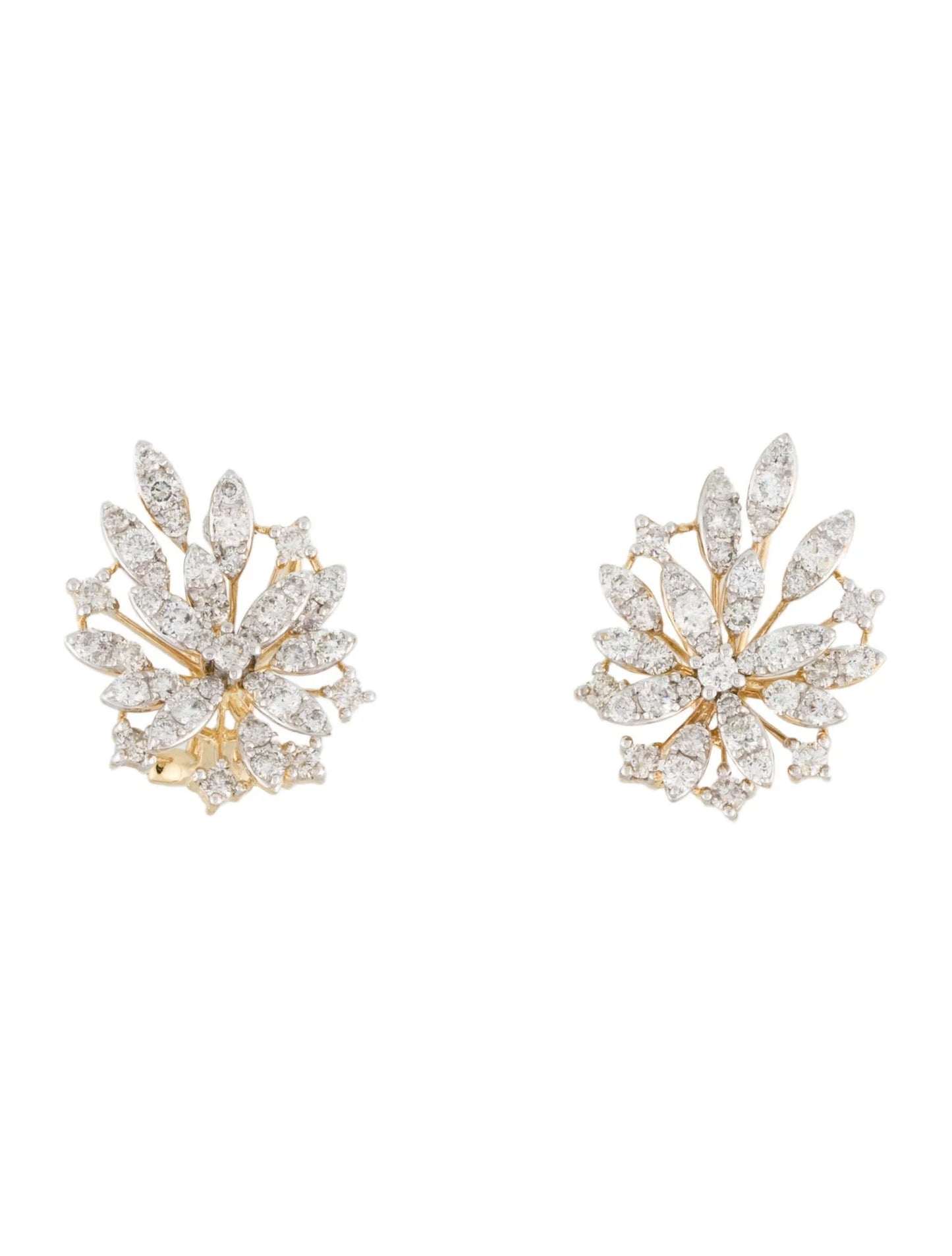 Diamond Blossom Earring In 14k Yellow Gold