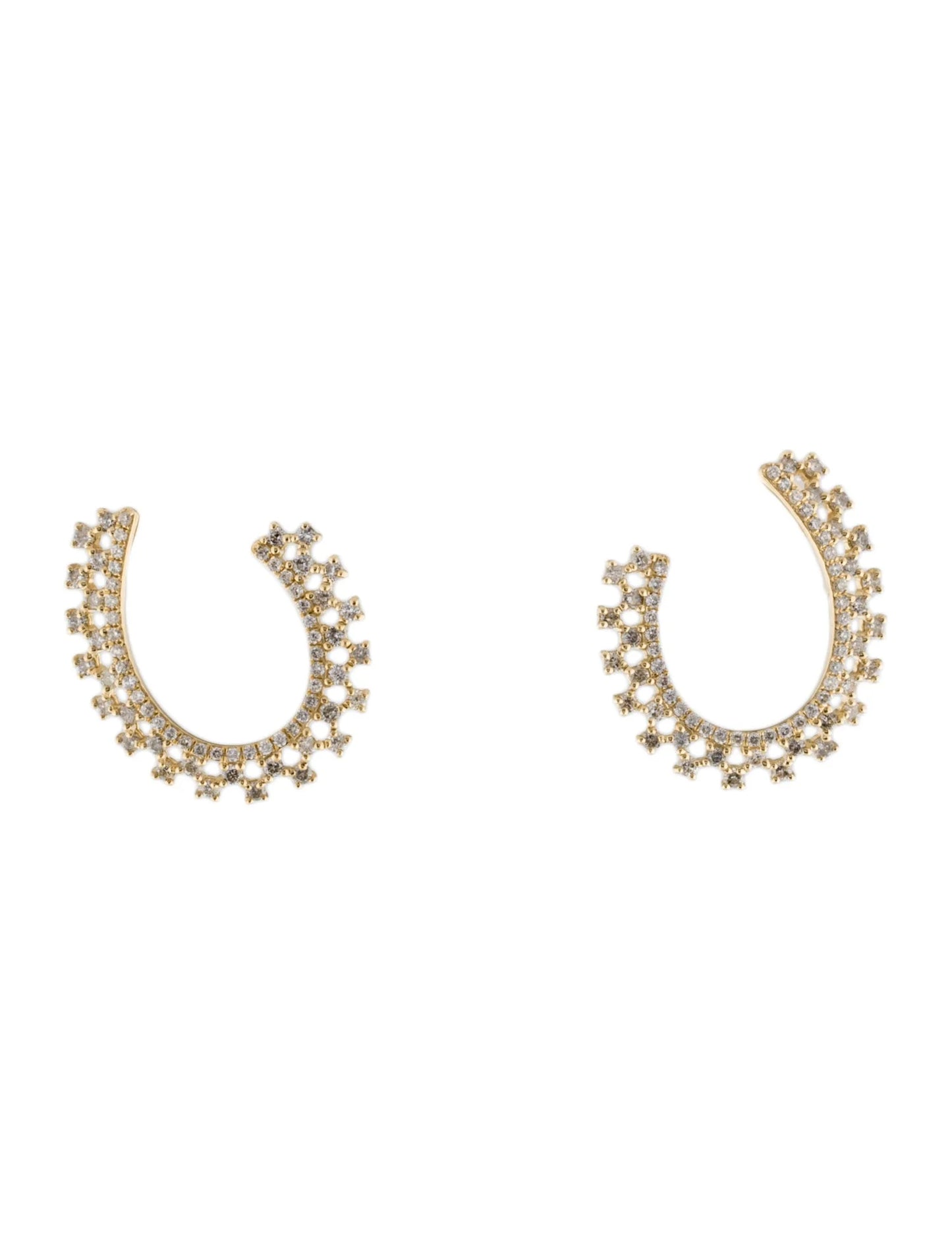 Diamond Crescent Earring In 14K Yellow Gold