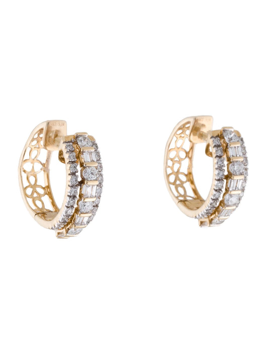 Diamond Duo Hoop Earring In 14K Yellow Gold