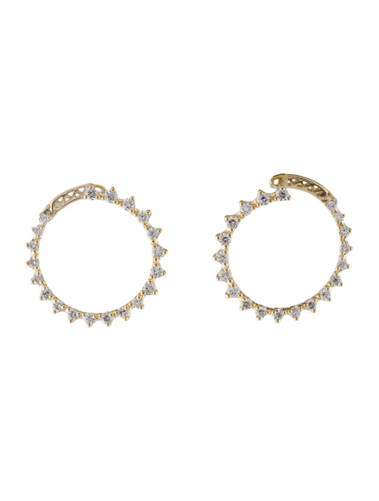 Diamond sunburst Hoops In 14k Yellow Gold