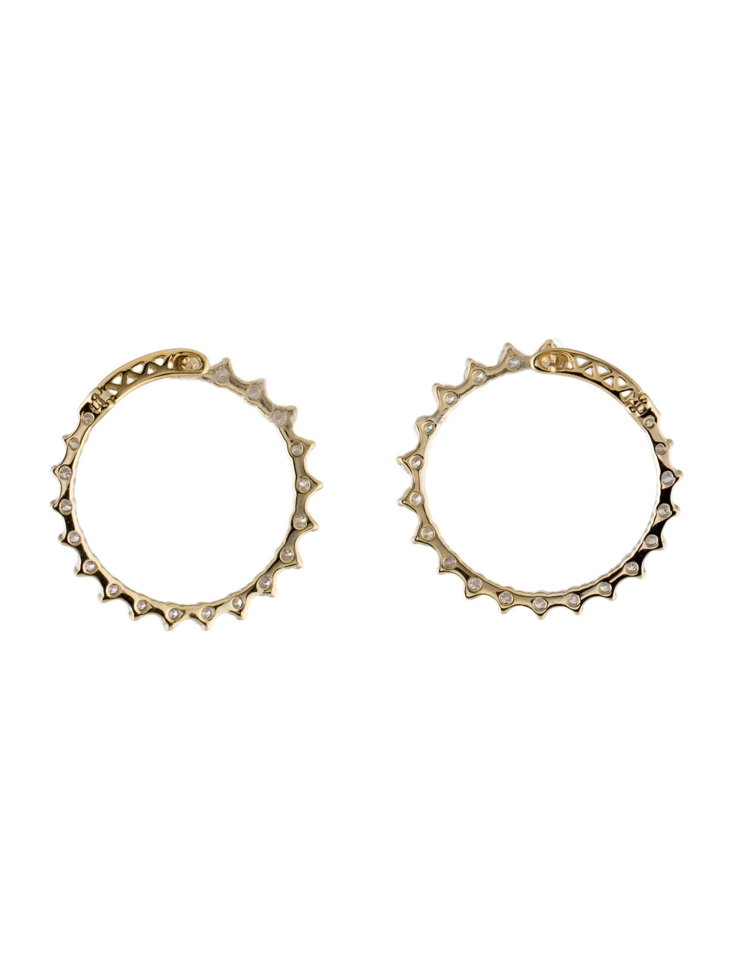Diamond sunburst Hoops In 14k Yellow Gold