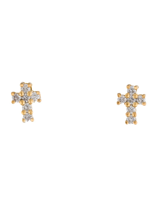 Eterna Cross Studs 14K Yellow Gold