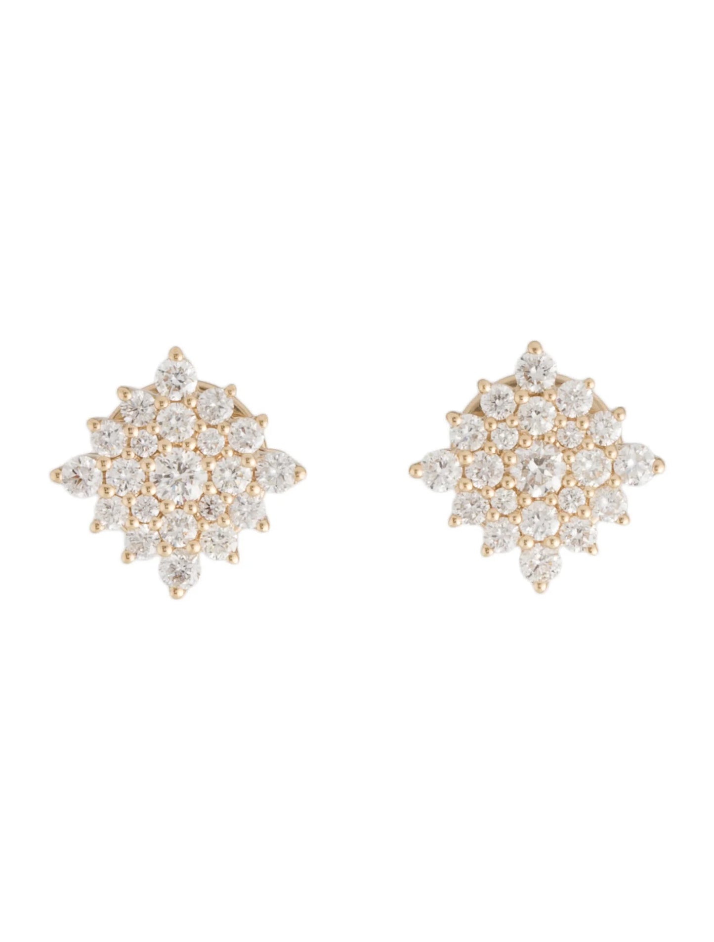 Opaline Snowflake Stud Earrings 14K Yellow Gold