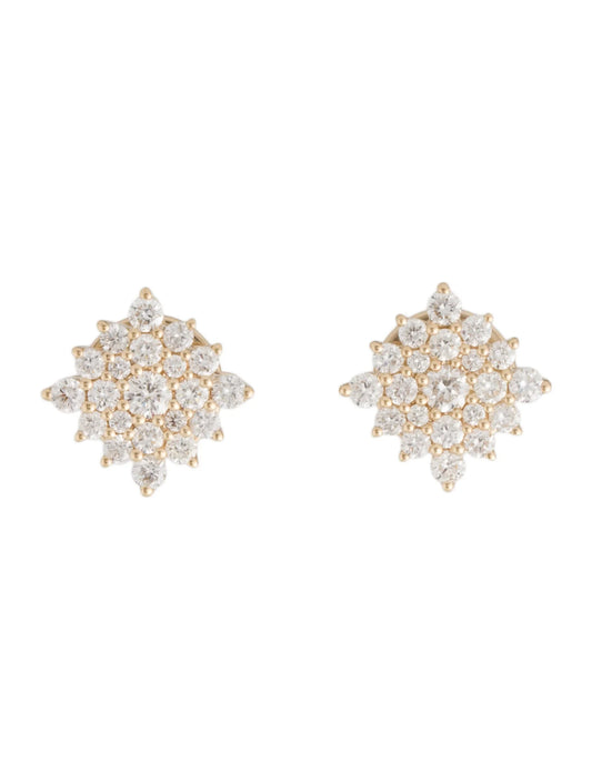 Opaline Snowflake Stud Earrings 14K Yellow Gold