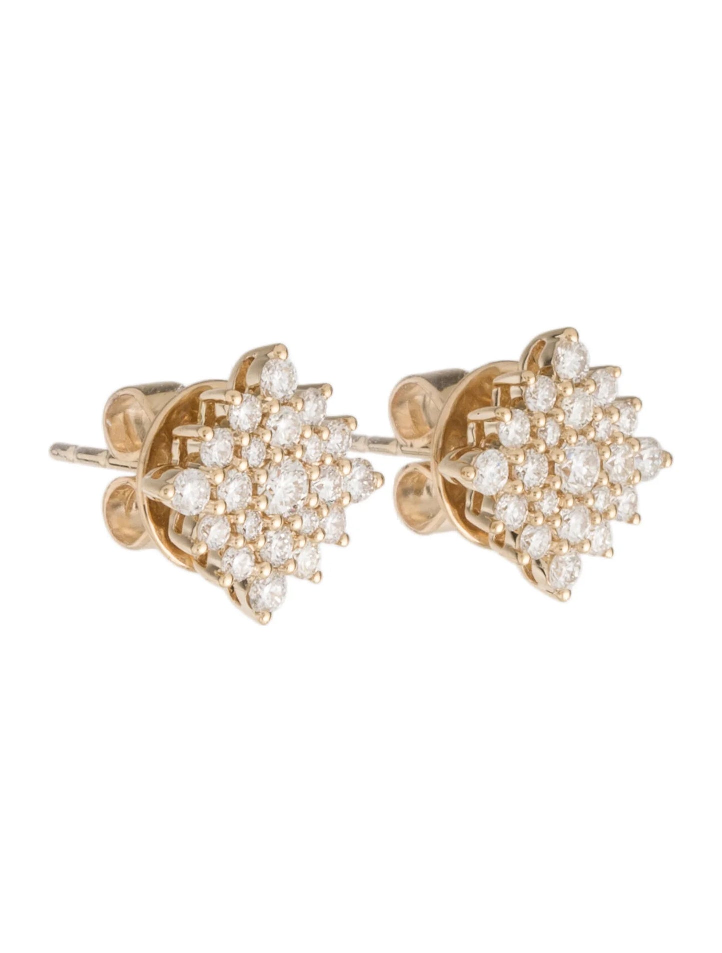 Opaline Snowflake Stud Earrings 14K Yellow Gold