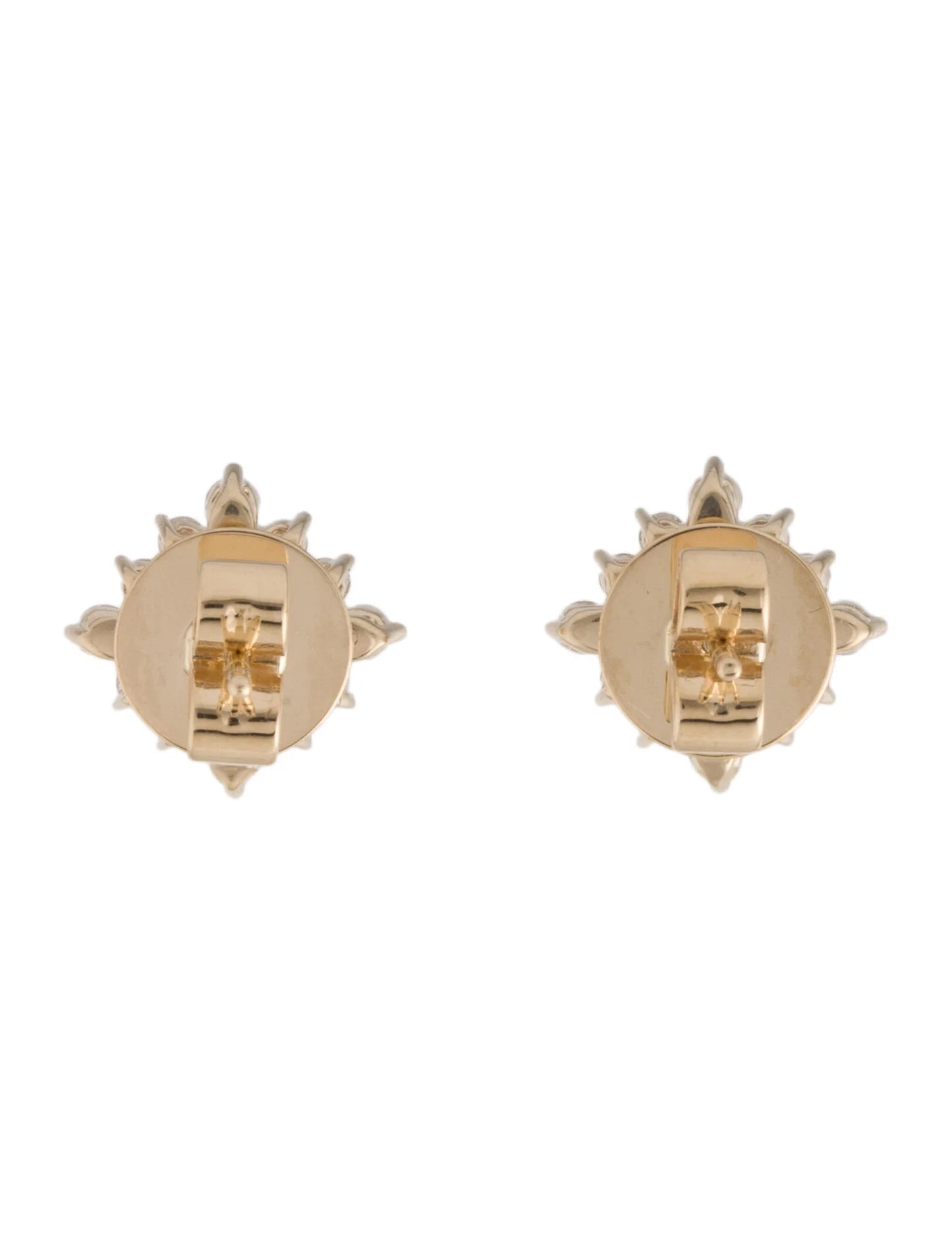 Opaline Snowflake Stud Earrings 14K Yellow Gold