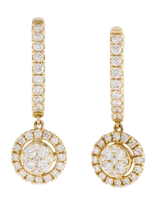 Nova Halo Hoop Earrings 14K Yellow Gold