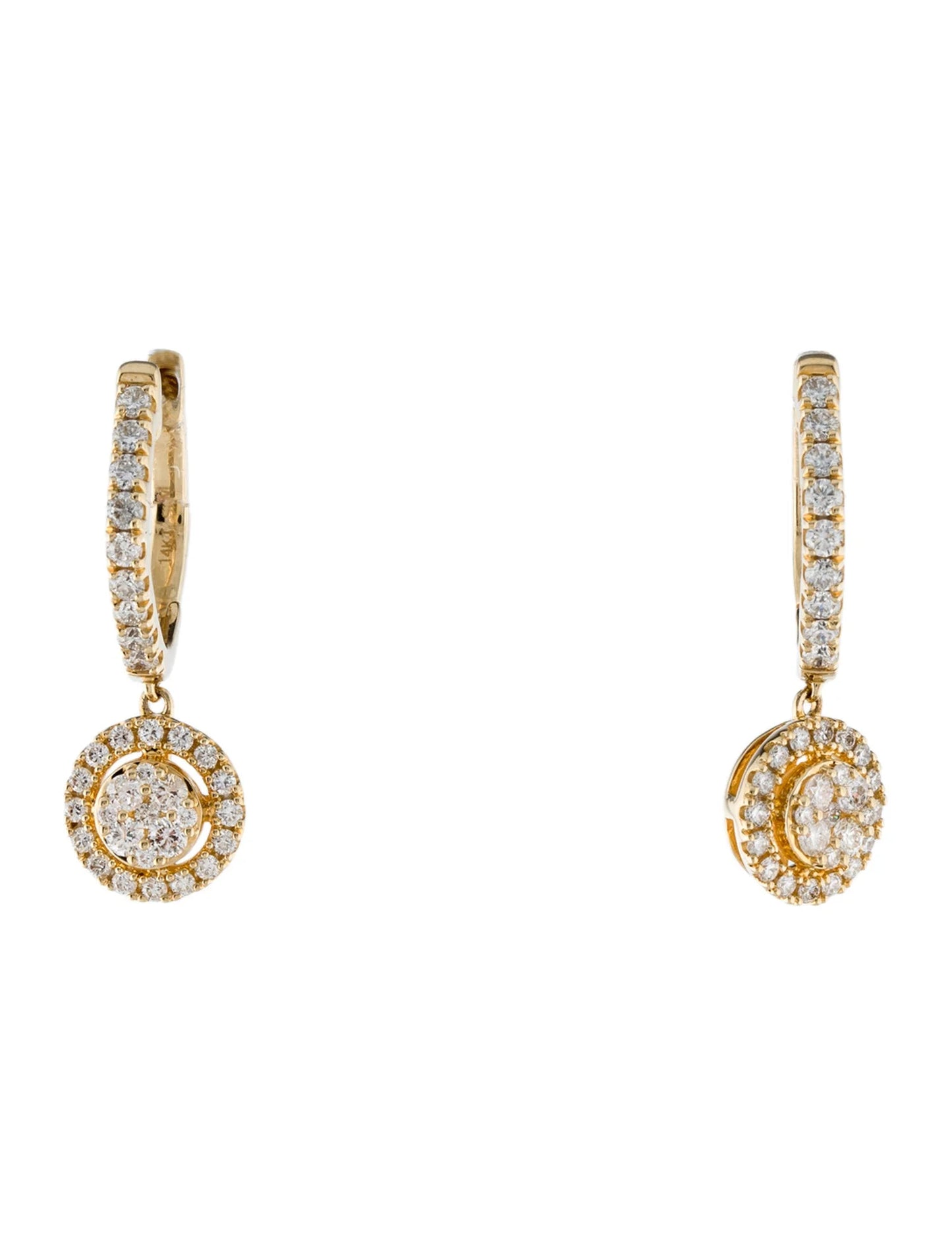Nova Halo Hoop Earrings 14K Yellow Gold