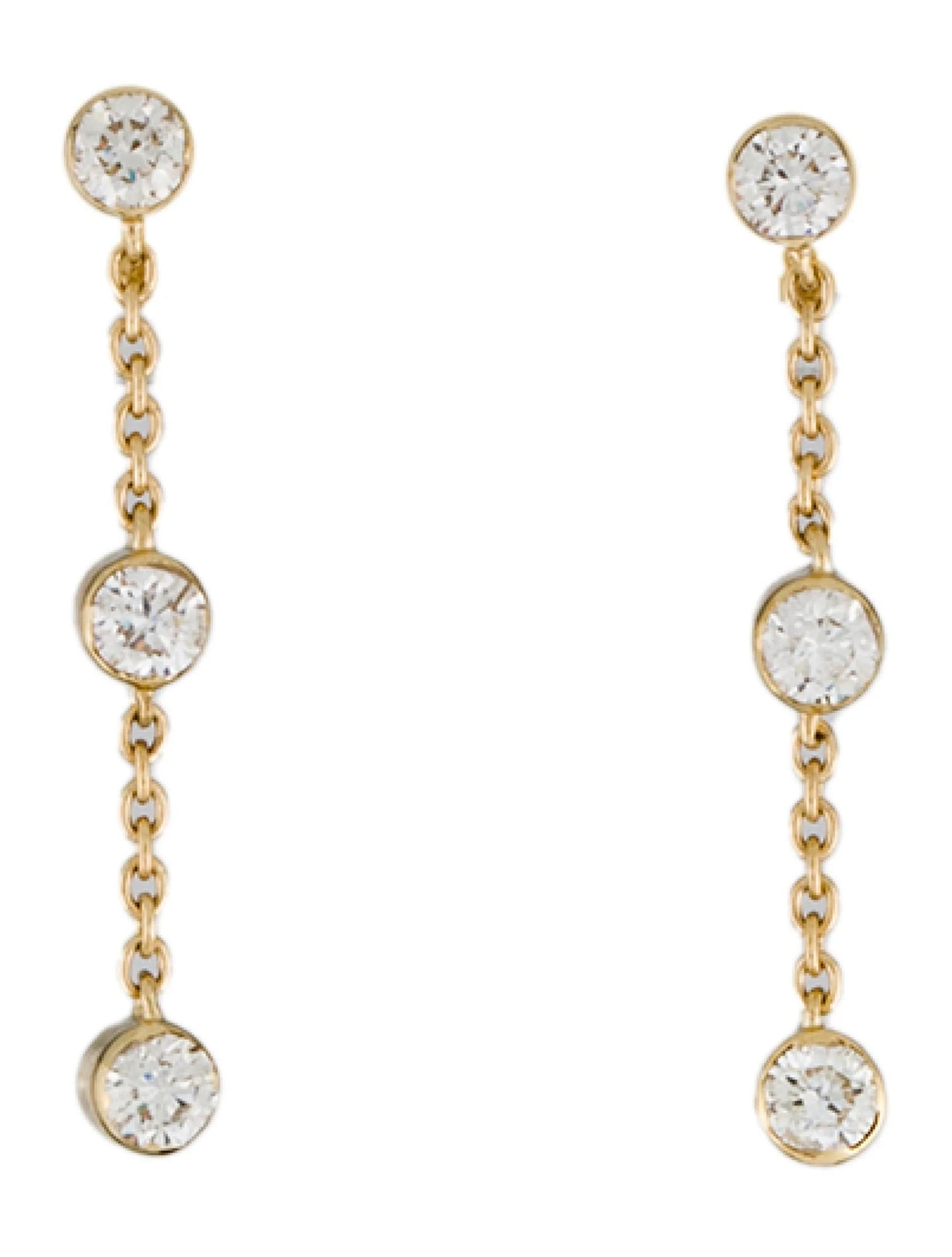 Eterna Line Drop Earrings 14K Yellow Gold