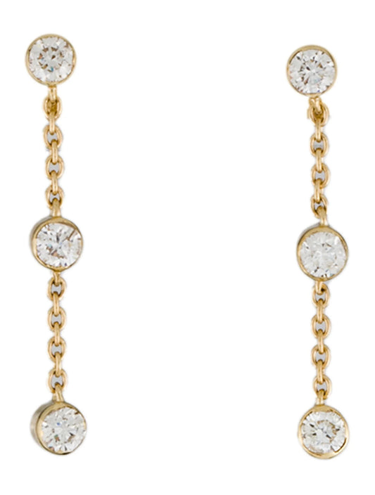 Eterna Line Drop Earrings 14K Yellow Gold