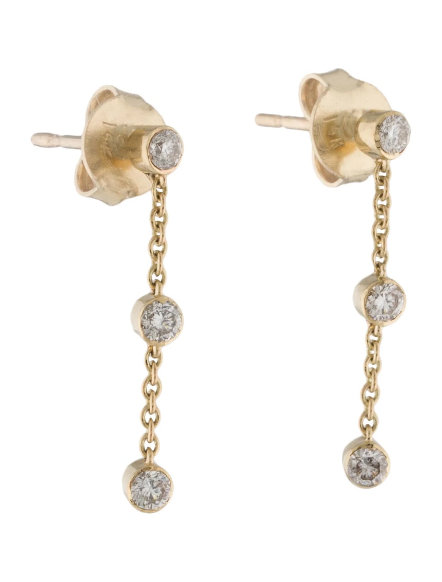 Eterna Line Drop Earrings 14K Yellow Gold