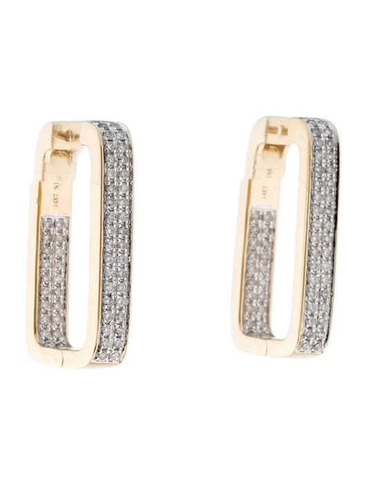 Radiant Edge Diamond Hoops 14K Yellow Gold