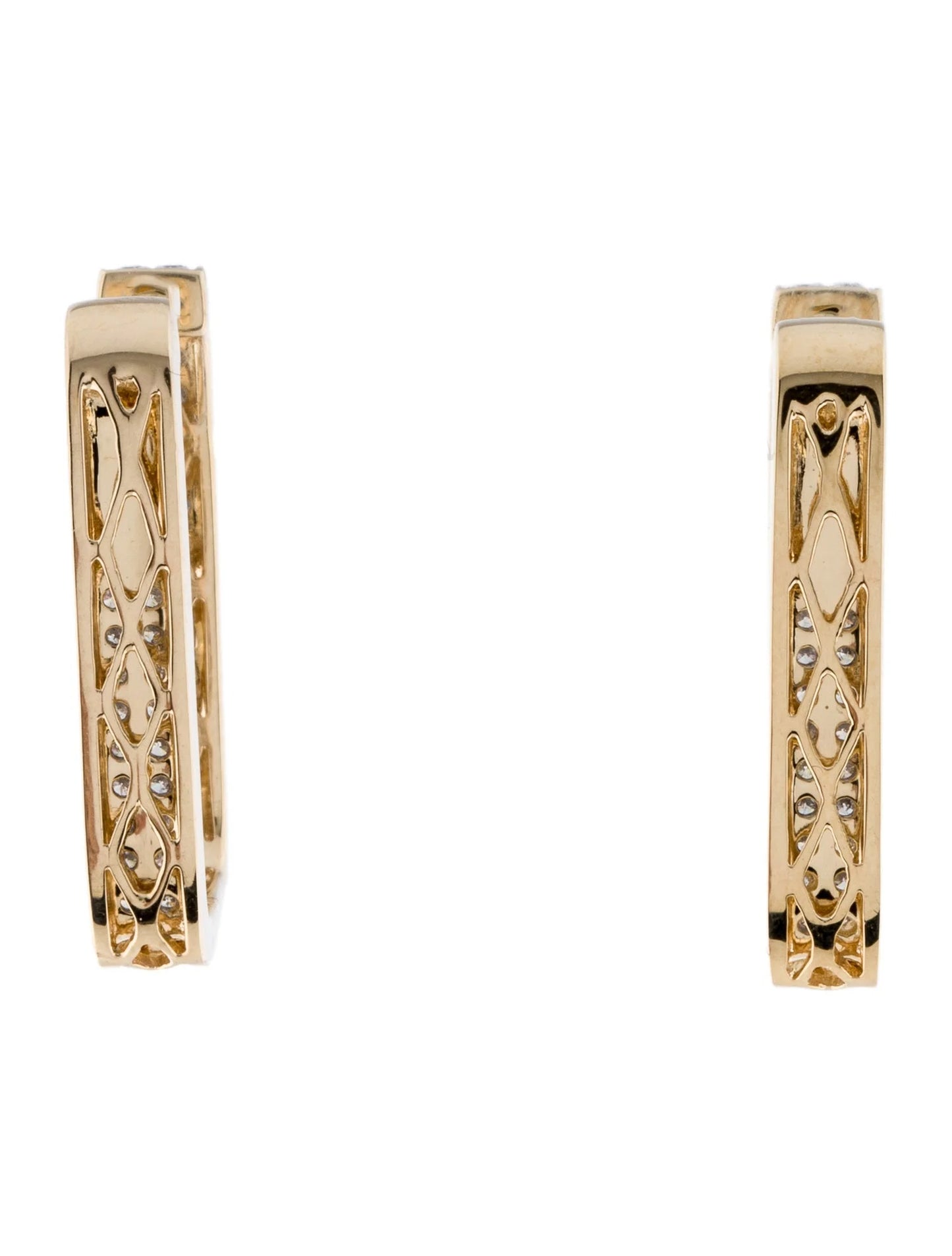 Radiant Edge Diamond Hoops 14K Yellow Gold